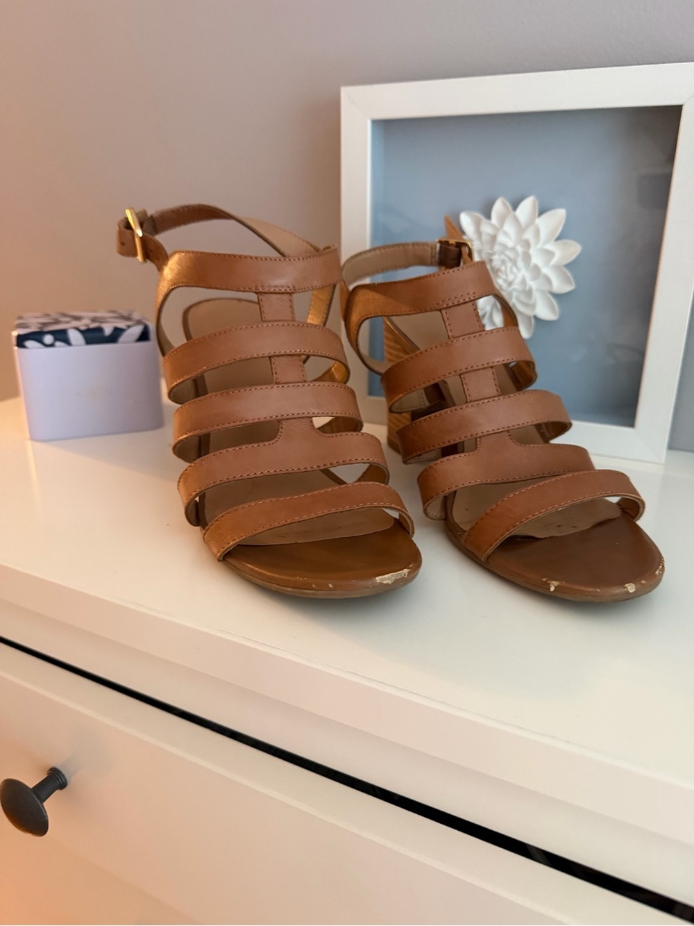 Franco Sarto Tan Multi-Strap Heel Sandals